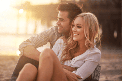 Smiling couple enjoying a romantic date